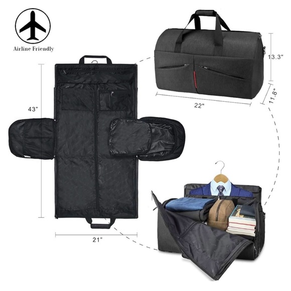 Nubily Carry on Garment Bag Convertible Suit Travel Bag - Picture 2 of 10